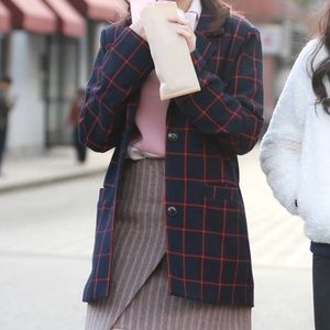 North Style Black & Red Plaid Blazer
